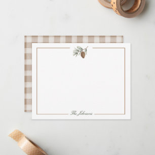 Autumn Rustic Pinecone Personalized Stationery Card