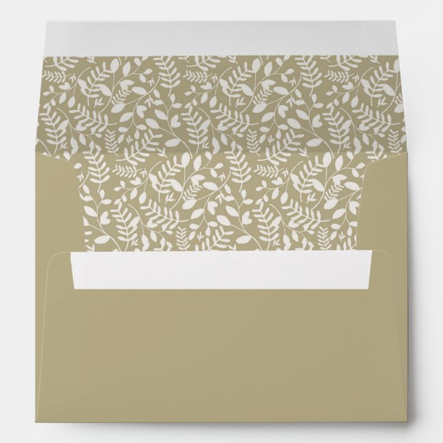 Autumn | Sage with Leaf Pattern Liner Personalized Envelope (Back (Bottom))