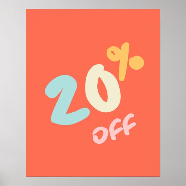 Autumn Sale Sign, Retail Store Signage, 20% Off Poster (Front)