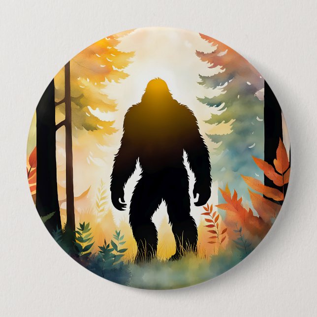 Autumn Sasquatch Colourful Landscape 4 Inch Round Button (Front)