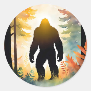 Autumn Sasquatch Colourful Landscape Classic Round Sticker