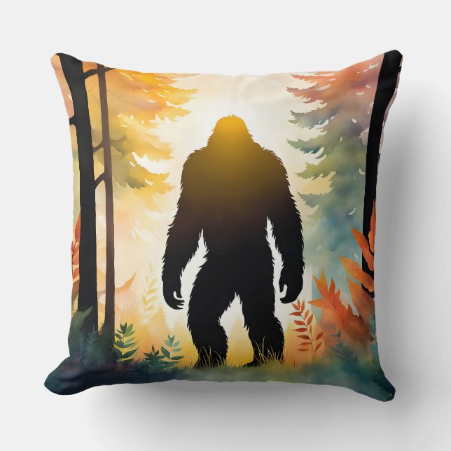 Autumn Sasquatch Colourful Landscape Throw Pillow (Front)