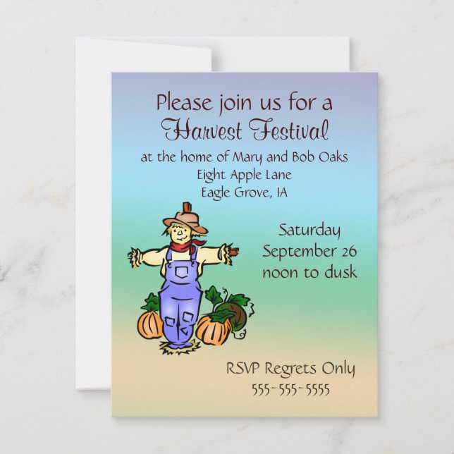 Autumn Scarecrow Pumpkin Invitations (Front)