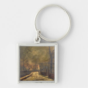 Autumn Scene, Leeds, 1874 (oil on board) Keychain