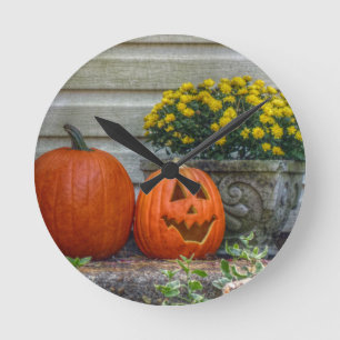 Autumn Scene Round Clock