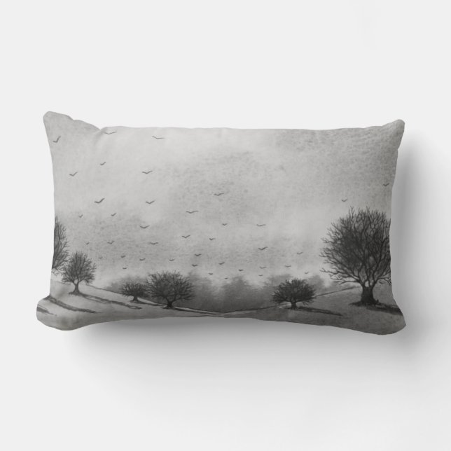 autumn scenic hills and woodland landscape lumbar pillow (Front)