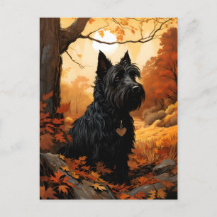 Autumn Scottish Terrier Postcard