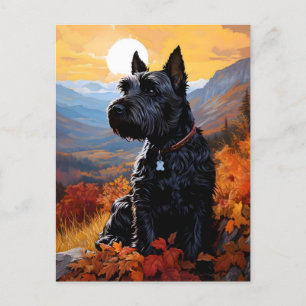 Autumn Scottish Terrier Postcard
