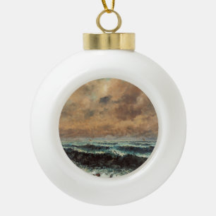 Autumn Sea – Gustave Courbet Ceramic Ball Christmas Ornament