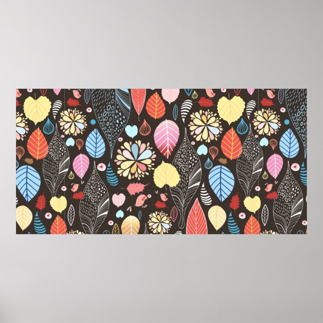 Autumn seamless pattern with colourful leaves and  poster (Front)