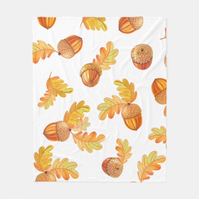 autumn seamless pattern with colourful oak leaves  fleece blanket (Front)
