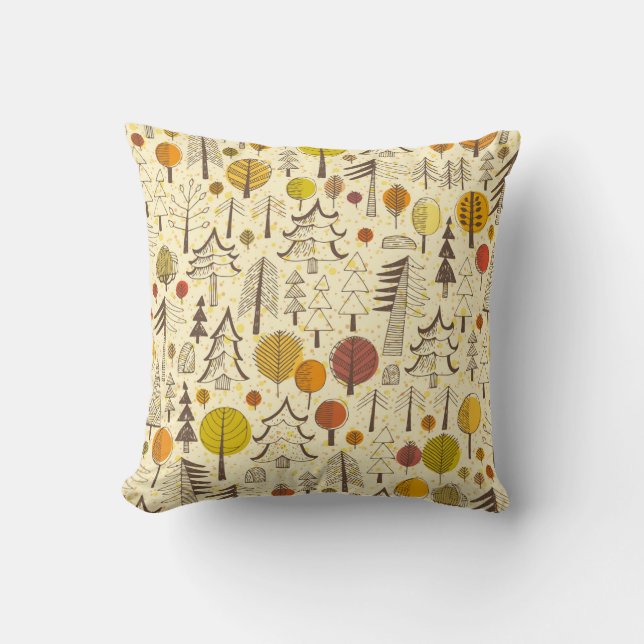 Autumn. Seamless pattern with forest, autumn backg Throw Pillow (Front)