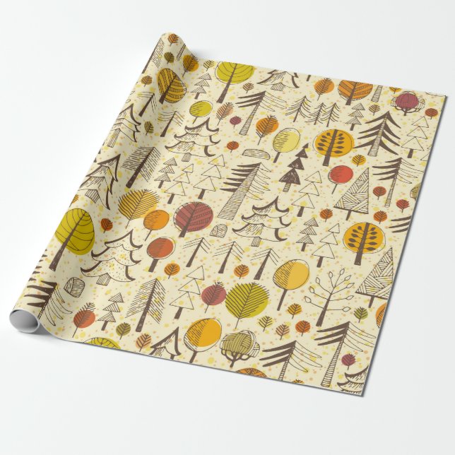 Autumn. Seamless pattern with forest, autumn backg Wrapping Paper (Unrolled)