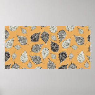 Autumn seamless pattern with leaves. Vintage Illus Poster