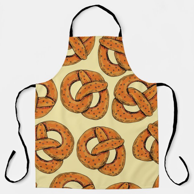 Autumn seamless pattern with pretzels,octoberfest  apron (Front)