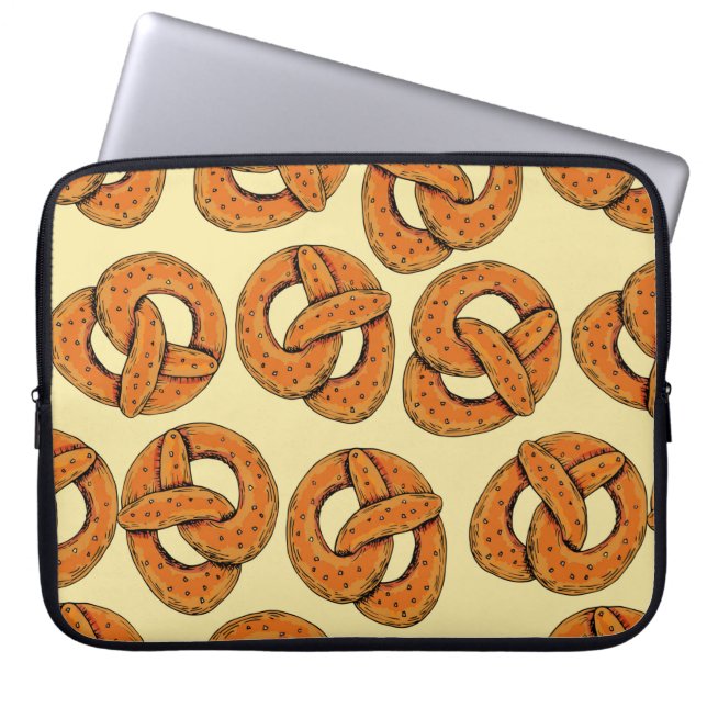 Autumn seamless pattern with pretzels,octoberfest  laptop sleeve (Front)