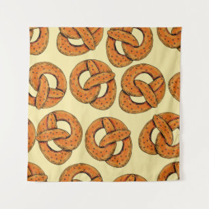 Autumn seamless pattern with pretzels,octoberfest tapestry