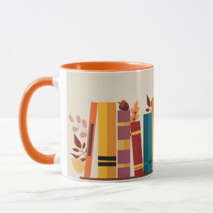 Autumn season cozy book stack  Taza Mug