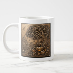 Autumn season Halloween Scene in bronze  Large Coffee Mug