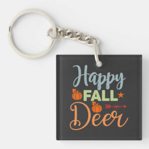 Autumn Season Happy Fall Deer Keychain
