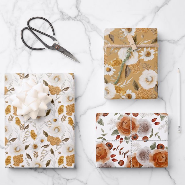 Autumn Season Pattern Wrapping Paper Sheet (Front)