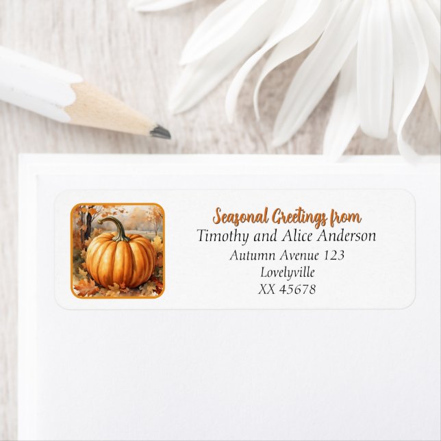 Autumn Season Pumpkin Theme Return Address Labels (Insitu)