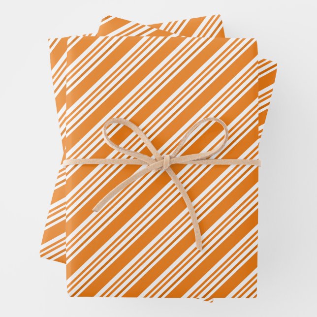 Autumn Season Stripe Pattern  Wrapping Paper Sheet (In situ)