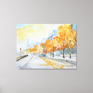 Autumn Seine Embankment Paris Canvas Print