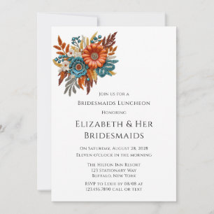 Autumn Sequined Blossoms Bridesmaids Luncheon Invitation