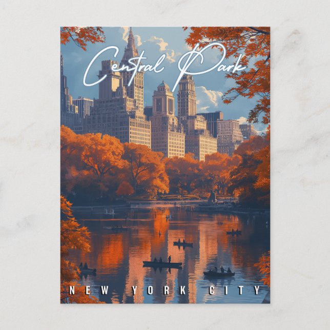Autumn Serenity: Central Park NYC Fall Postcard (Front)