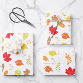 Autumn Serenity: Falling Leaves Design Wrapping Paper Sheet