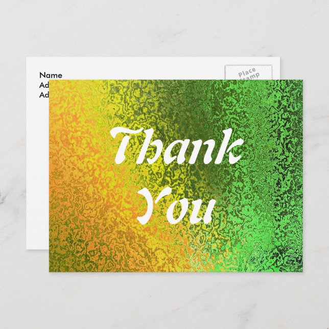 Autumn Shades Green Yellow Thank You Postcard (Front/Back)