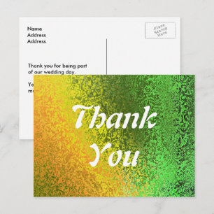 Autumn Shades Green Yellow Thanks Wedding Postcard