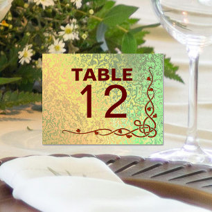 Autumn Shades Green Yellow Wed Folded Table Card