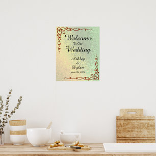 Autumn Shades Green Yellow Welcome Wedding Sign