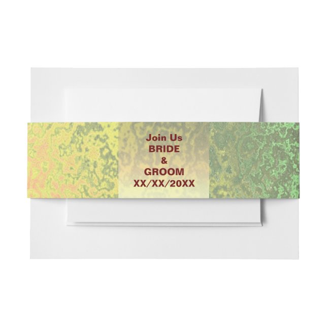 Autumn Shades of Green and Yellow Invitation Bands Invitation Belly Band (Front Example)