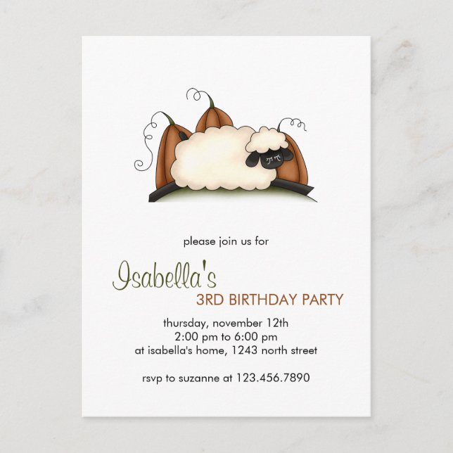 Autumn Sheep · Sheep & Pumpkins Postcard (Front)