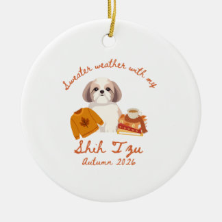 Autumn Shih Tzu Hygge Ceramic Ornament