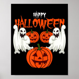 Autumn shirt with pumpkin face ghosts of autumn  poster