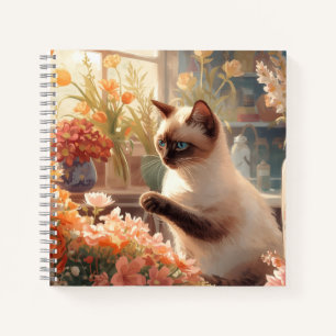 Autumn Siamese Cat for Thanksgiving  Notebook