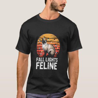 Autumn Siamese Cat Lights Design - Fall Lights Fel T-Shirt