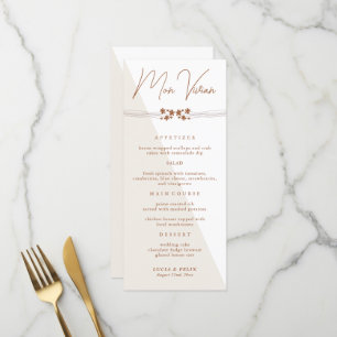 Autumn Side Floral Wedding Dinner Menu Card
