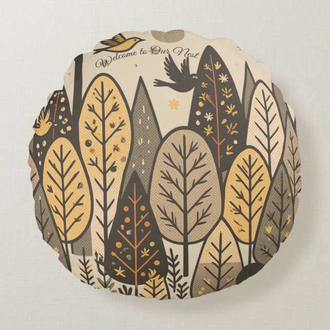 Autumn Silence Grove  Round Pillow (Front)