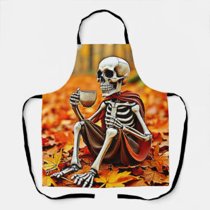 Autumn Skeleton Coffee Break Design Apron