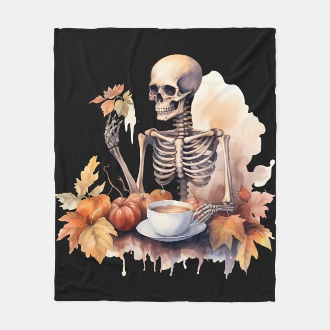 Autumn Skeleton  Fleece Blanket (Front)