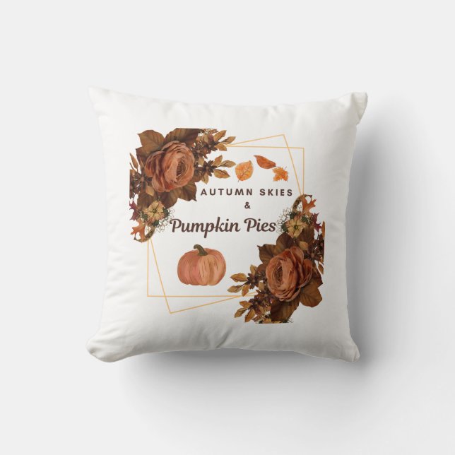 Autumn Skies and Pumpkin Pies Throw Pillow (Front)