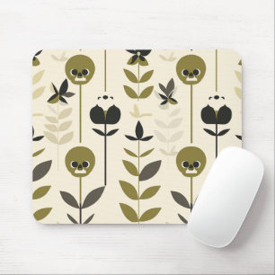 Autumn Skull Floral Pattern Mouse Pad