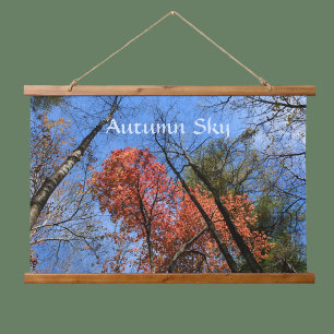 Autumn Sky Colourful Fall Trees Photographic Hanging Tapestry