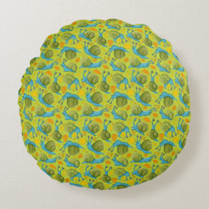 Autumn snails round pillow