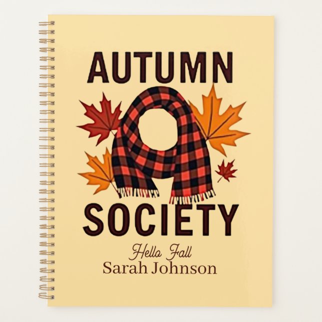 Autumn Society – Personalized Plaid Letter Fill Planner (Front)